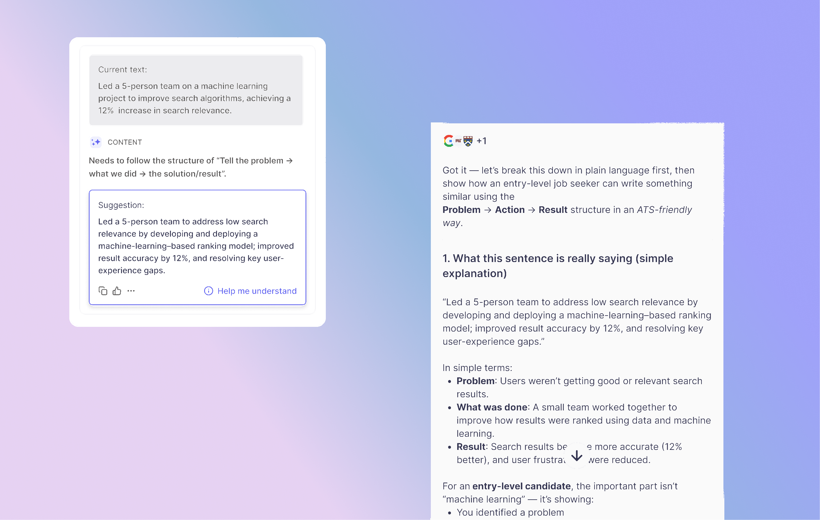 Resume Rephrasing Suggestions Feature